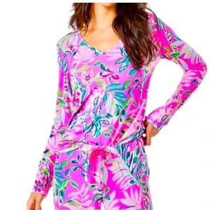 NWT NIP Lilly Pulitzer I'm Feline Fine PJ PANTS & LONG SLEEVE TEE PJ Set